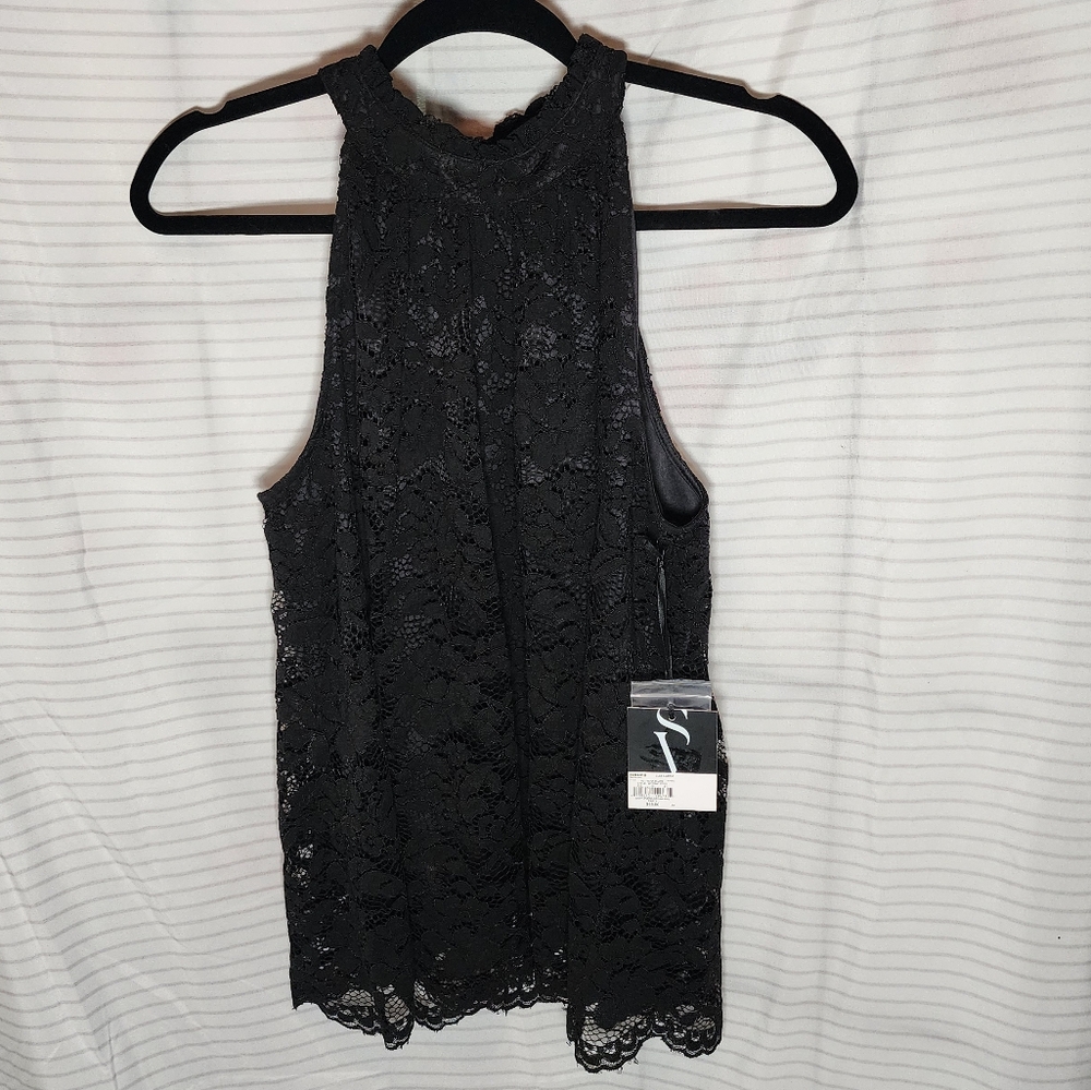 Simply Vera Vera Wang Elegant Black Lace Halter Top